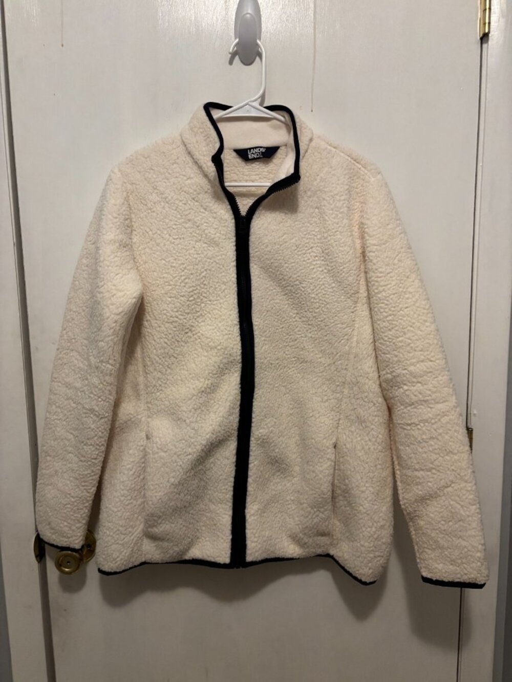 NEW Lands End Womens SZ Large Full Zip Sherpa Jacket w/ Pockets